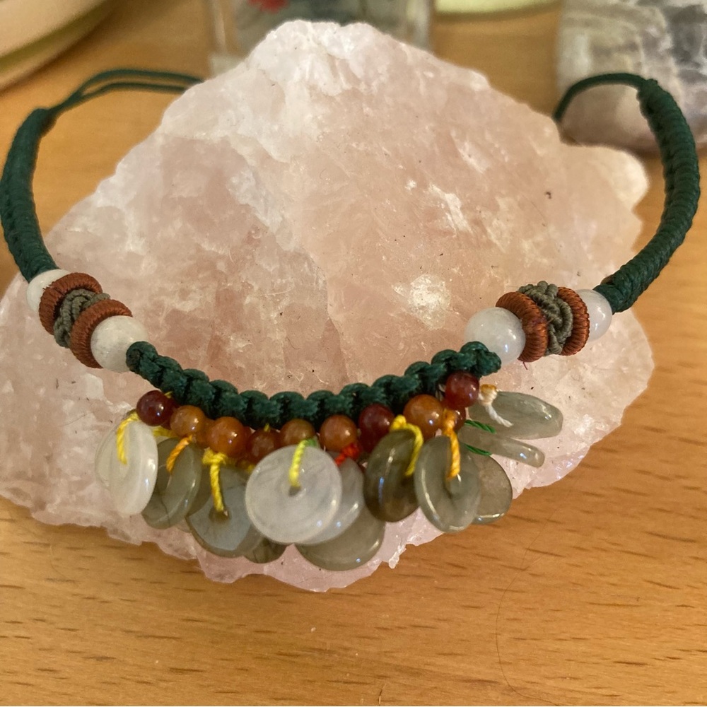 Jadeite Adjustable Bracelet Like New Hippie Bohemian Eclectic Grandma - Picture 5 of 6